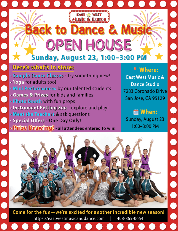 Open House - August 23 | East West Music & Dance